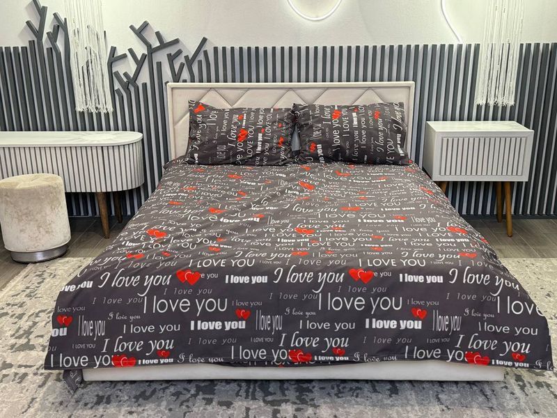 Постельное белье Бязь с надписями I LOVE YOU Полуторный 898932 фото