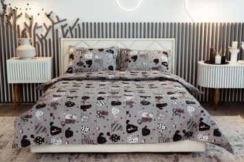 Постельное белье Бязь Серые котики Полуторный 89893 фото